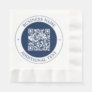 Customisable QR code & Text   Dark Navy Blue Napkin
