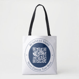 Customisable QR code & Text Dark Navy Blue Tote Bag