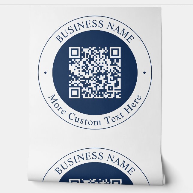 Customisable QR code & Text | Dark Navy Blue Wallpaper (Unrolling)