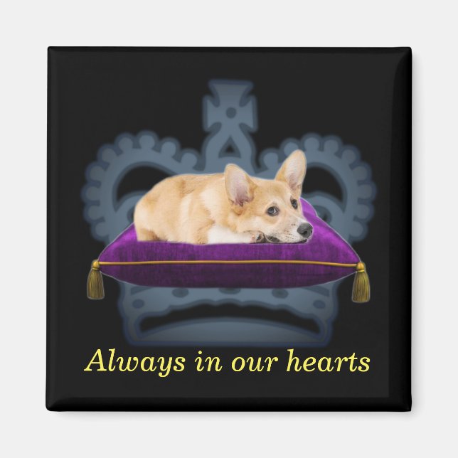 Customisable Queen corgi cushion crown Magnet (Front)