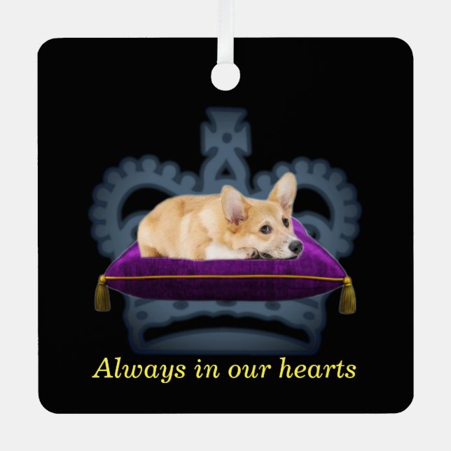 Customisable Queen corgi cushion crown Metal Tree Decoration (Front)