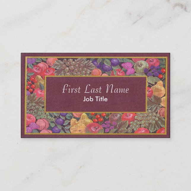Customisable quilted fruit design business cards (Back)