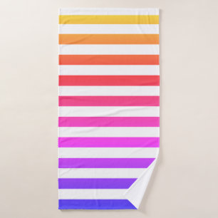 Customisable Rainbow and White Stripes Bath Towel Set
