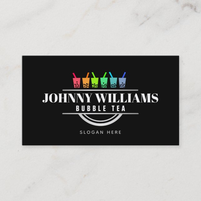 Customisable Rainbow Bubble Tea Business Cards (Front)