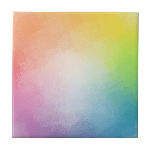 Customisable Rainbow Colours Abstract Elegant Tile (Front)