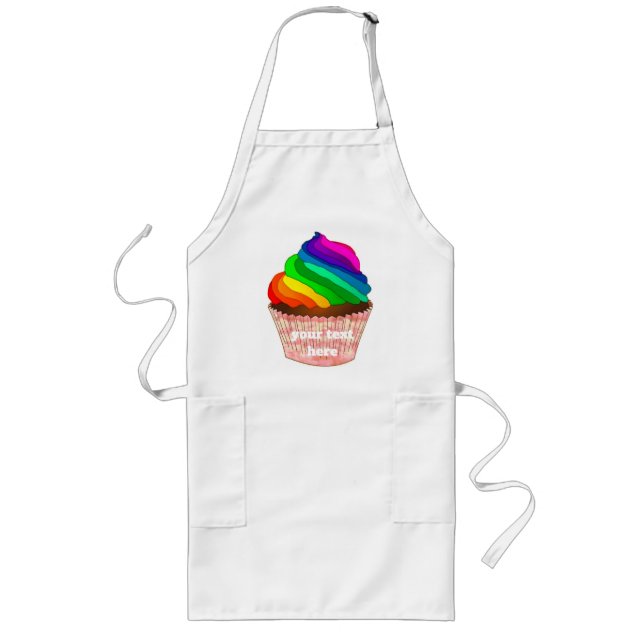 Customisable Rainbow Cupcake Pride Design Long Apron (Front)