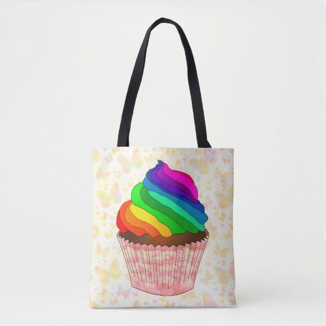 Customisable Rainbow Cupcake Pride Design Tote Bag (Front)