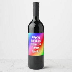 Customisable Rainbow Gradient Wine Labels
