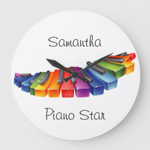 Customisable Rainbow Piano Keys Large Clock