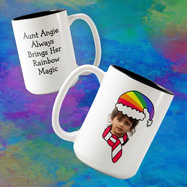 Customisable Rainbow Santa Photo Mug (Creator Uploaded)