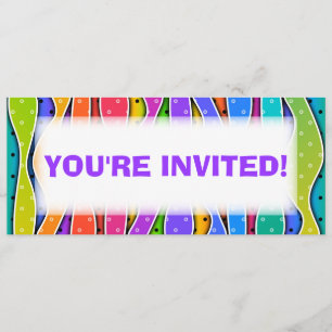 Customisable RAINBOW STRIPES PARTY INVITATION