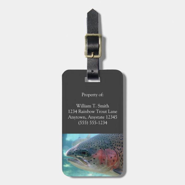 Customisable Rainbow Trout Luggage Tag (Front Vertical)