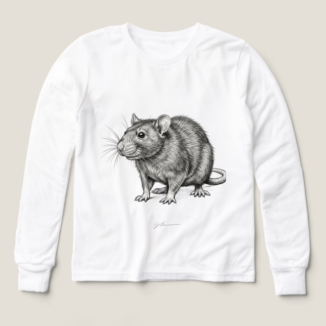 Customisable Realistic Mouse Sketch Boys Long Slee (Design Front)