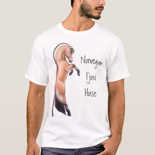 Customisable Rearing Norwegian Fjord Horse T-Shirt (Front)