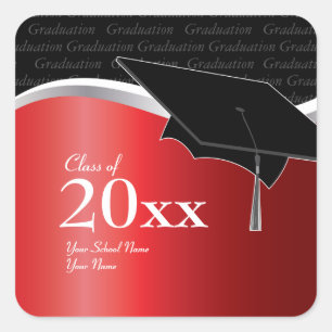 Customisable Red and Black Graduation Sticker
