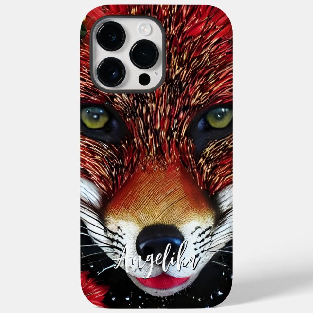 Customisable Red and Gold Abstract Fox Case-Mate iPhone Case (Back)