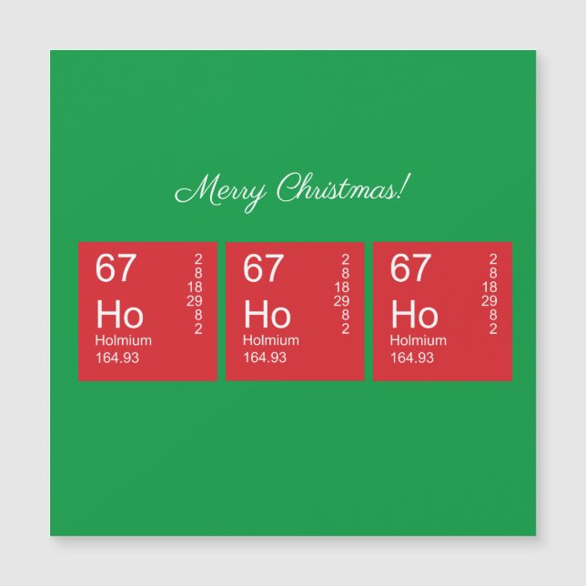 Customisable Red and Green Ho Ho Ho Periodic Table (Front)