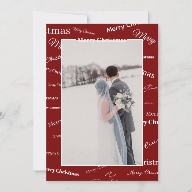 Customisable Red and White Christmas Card  (Front)