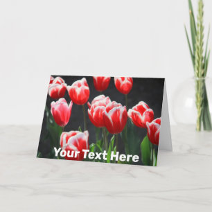 Customisable red and white tulips card