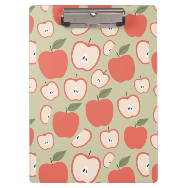 Customisable Red Apple Seamless Pattern Clipboard (Front)