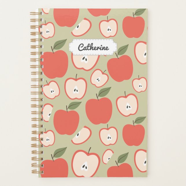 Customisable Red Apple Seamless Pattern Planner (Front)