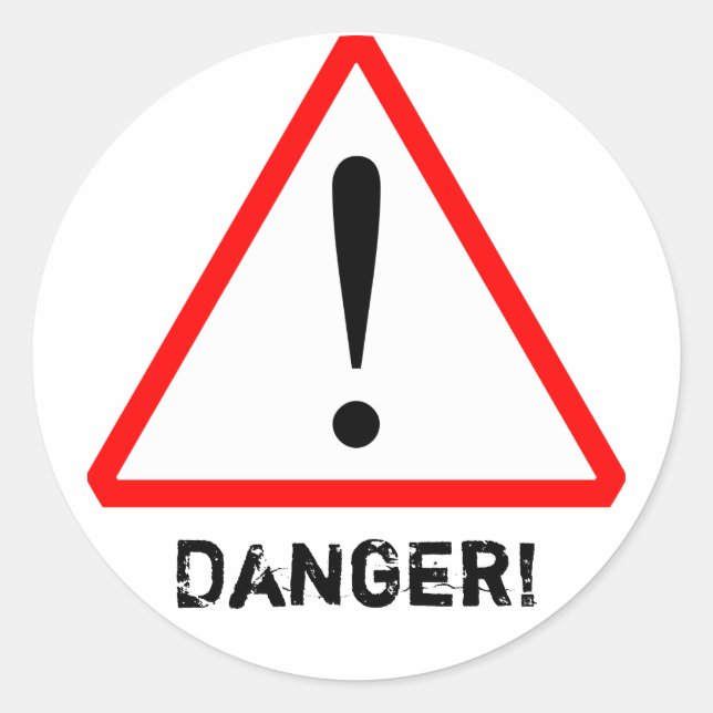 Customisable Red & Black Warning Symbol Sticker (Front)