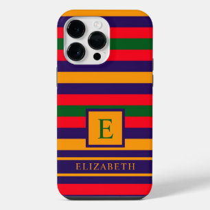 Customisable Red Blue Yellow Green Stripes iPhone 14 Pro Max Case