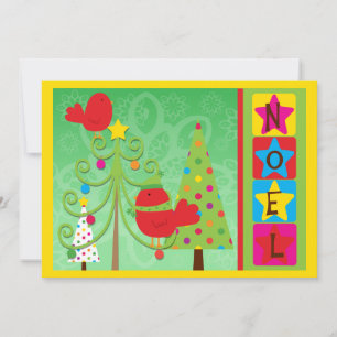 Customisable Red Cardinal Noel Holiday Card