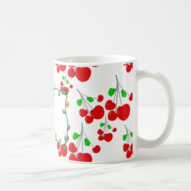 Customisable red cherry pattern accessories LeahG Coffee Mug (Right)
