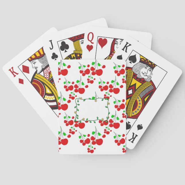 Customisable red cherry pattern accessories LeahG Playing Cards (Back)