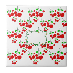 Customisable red cherry pattern accessories LeahG Tile