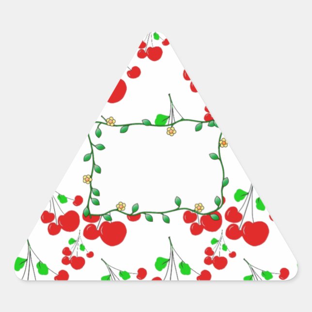 Customisable red cherry pattern accessories LeahG Triangle Sticker (Front)