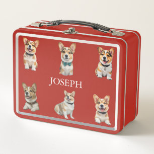 Customisable Red Corgi Lunch Box for Kids