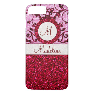 Customisable red glitter monogram iPhone 7 case