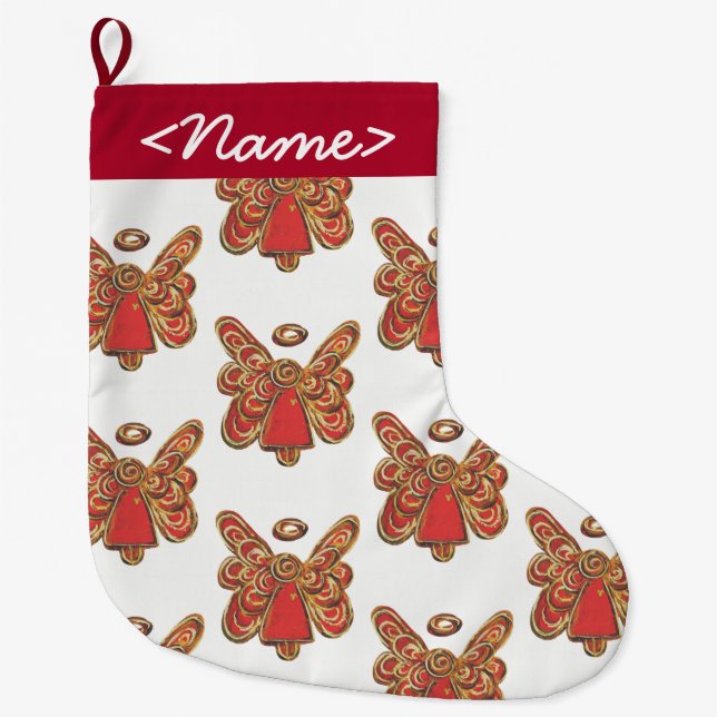 Customisable Red Guardian Angel Stocking (Front)