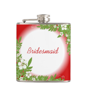 Customisable red hawaii flowers wedding flask