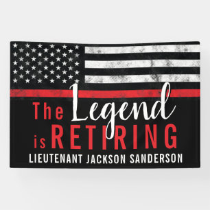 Customisable Red Line Firefighter Retirement Party Banner