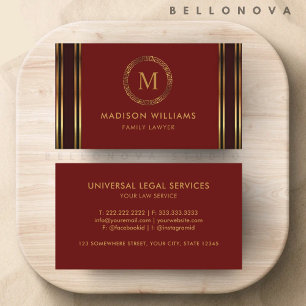 Customisable Red Maroon Gold Professional  Business Card