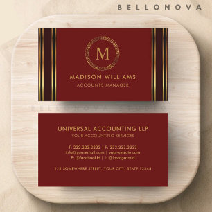 Customisable Red Maroon Gold Professional  Business Card