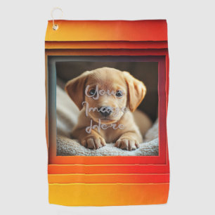 Customisable Red Orange Sunset Gradient Frame Golf Towel