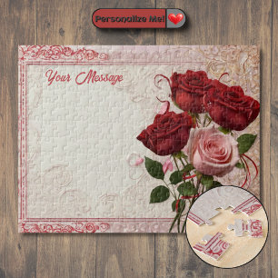 Customisable Red Rose Jigsaw Puzzle