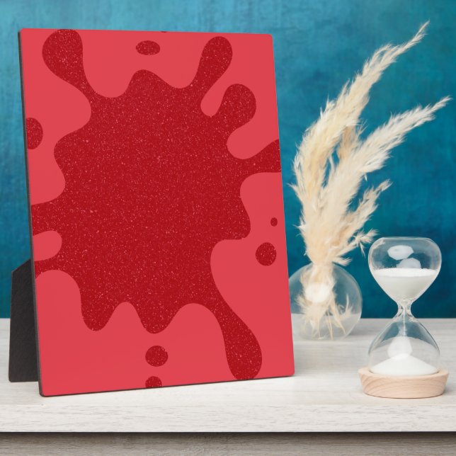 Customisable Red Splash Tabletop Plaque with Easel (Side)