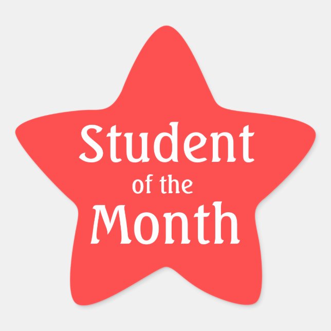 Customisable Red Star Student Of The Month Star Sticker (Front)