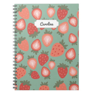 Customisable Red Strawberry Seamless Pattern Notebook