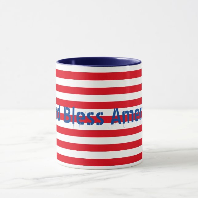 Customisable Red White Blue "God Bless America" Mug (Center)
