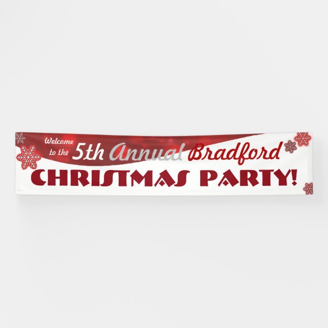 Customisable red white Christmas holiday banner (Horizontal)