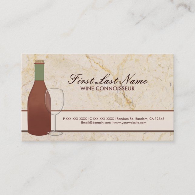 Customisable red wine vine business cards (Front)