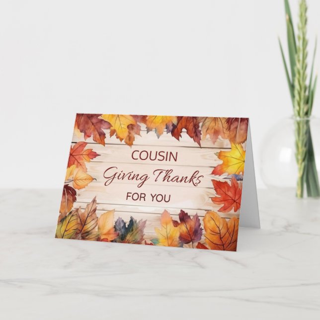 Customisable Relationship Cousin Thanksgiving Card (Front)