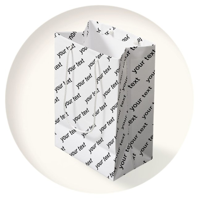 Customisable Repeating Text Modern White & Black Medium Gift Bag (Creator Uploaded)
