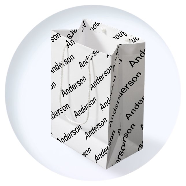 Customisable Repeating Text Modern White & Black Medium Gift Bag (Creator Uploaded)